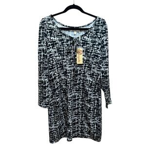 Anthropologie Aryeh Black White Abstract Abstract Knit Dress | Size M | NWT M